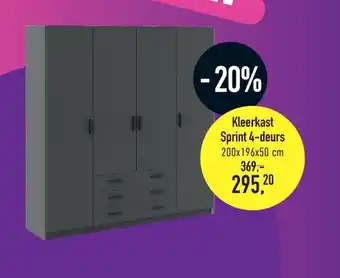 Leen Bakker Kleerkast Sprint 4-deurs aanbieding