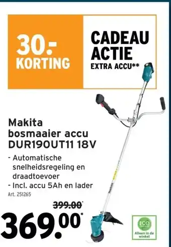 GAMMA Makita bosmaaier accu DUR190UT11 18V aanbieding