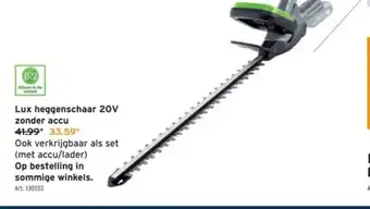 GAMMA Lux heggenschaar 20V zonder accu aanbieding