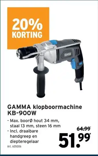 GAMMA GAMMA klopboormachine KB-900W aanbieding