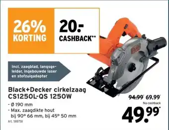 GAMMA Black+Decker cirkelzaag CS1250L-QS 1250W aanbieding