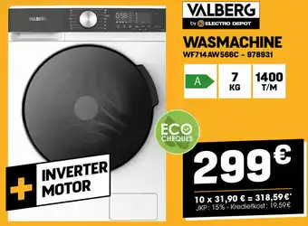 Electro Depot VALBERG WASMACHINE aanbieding