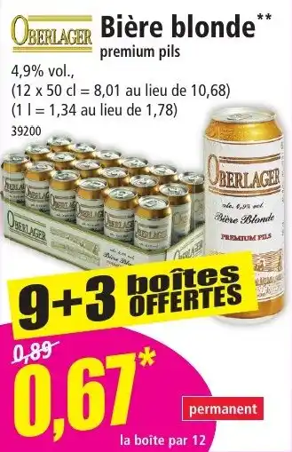 Norma OBERLAGER Bière blonde premium pils aanbieding