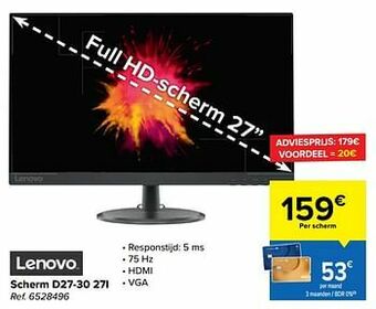 Carrefour Lenovo scherm d27-30 27i aanbieding