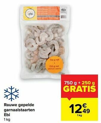 Rauwe gepelde garnaalstaarten ebi