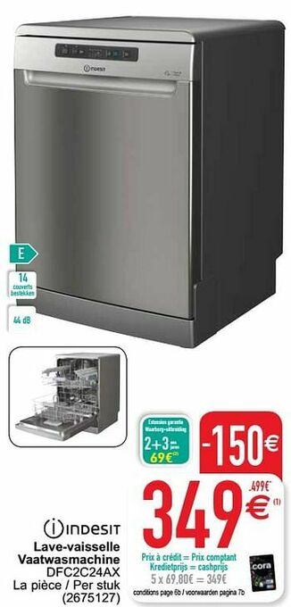 Cora Indesit lave-vaisselle vaatwasmachine dfc2c24ax aanbieding