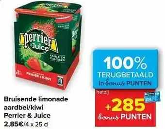 Carrefour Bruisende limonade aardbei-kiwi perrier + juice aanbieding
