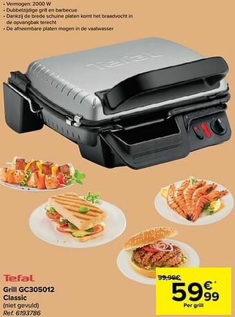 Carrefour Tefal grill gc305012 classic aanbieding