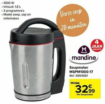 Carrefour Mandine soupmaker mspm1000-17 aanbieding