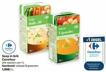 Carrefour Soep in brik carrefour velouté 8 groenten aanbieding