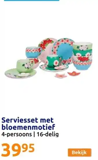 Action Serviesset met bloemenmotief aanbieding