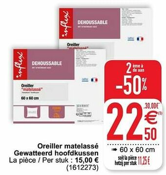Cora Oreiller matelassé gewatteerd hoofdkussen aanbieding