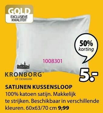 Jysk Satijnen kussensloop aanbieding