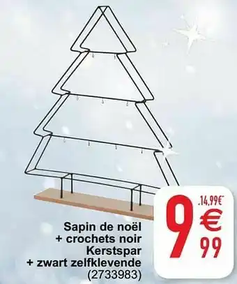 Cora Sapin de noël + crochets noir kerstspar + zwart zelfklevende aanbieding