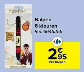 Carrefour Balpen 6 kleuren aanbieding