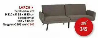 Weba Larch zetelbed in stof aanbieding