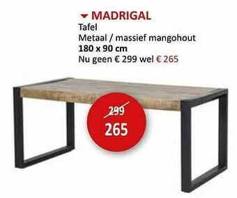 Weba Madrigal tafel aanbieding
