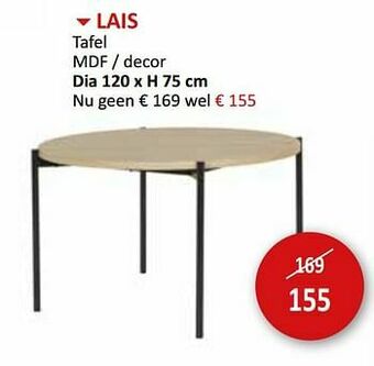 Weba Lais tafel aanbieding