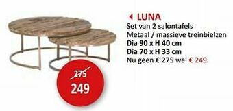 Weba Luna set van 2 salontafels aanbieding