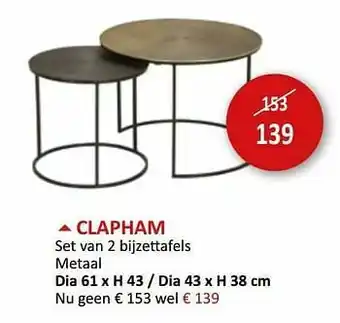 Weba Clapham set van 2 bijzettafels aanbieding