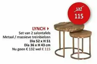 Weba Lynch set van 2 salontafels aanbieding
