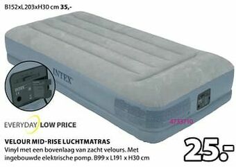 Jysk Velour mid-rise luchtmatras aanbieding