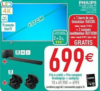 Cora Philips tv led - led-tv 70pus7555-12 aanbieding