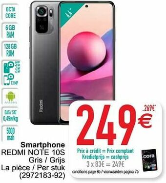 Cora Xiaomi smartphone redmi note 10s aanbieding