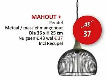 Weba Mahout pendel aanbieding