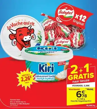 Carrefour Gamma kaas Kiri, La Vache qui rit, Babybel en Mini-Babybel aanbieding