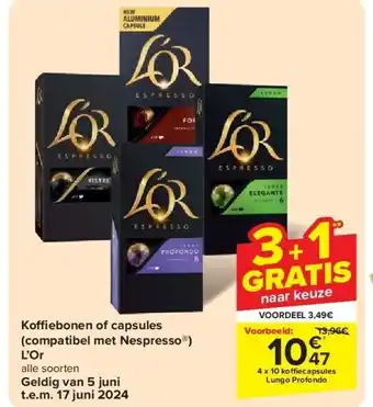 Carrefour Ko ebonen of capsules (compatibel met Nespresso ) L’Or aanbieding