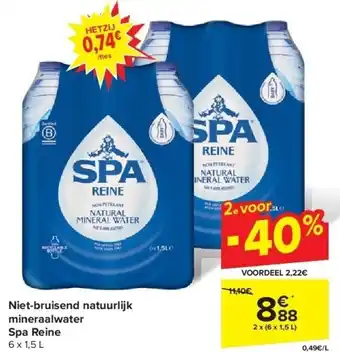 Carrefour Niet-bruisend natuurlijk mineraalwater Spa Reine aanbieding