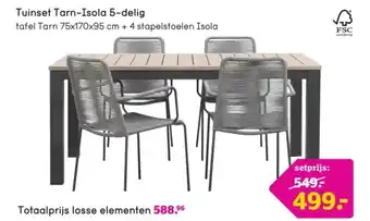 Leen Bakker Tuinset Tarn-Isola 5-delig aanbieding