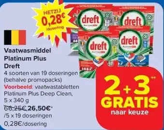 Carrefour Vaatwasmiddel Platinum Plus Dreft aanbieding