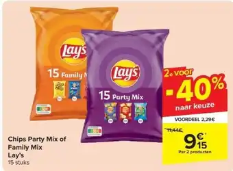 Carrefour Chips Party Mix of Family Mix Lay’s aanbieding