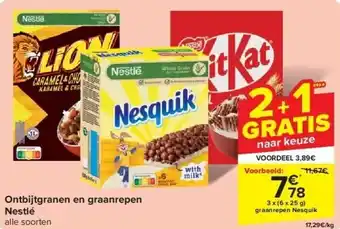 Carrefour Ontbijtgranen en graanrepen Nestlé aanbieding