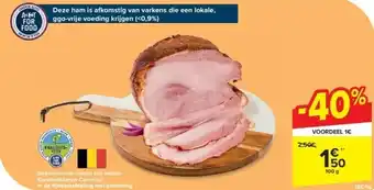 Carrefour Beenham van varken van weleer Kwaliteitsketen Carrefour in de fi jnkostafdeling met bediening aanbieding