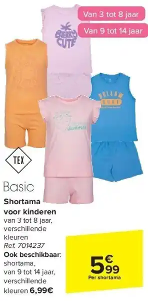 Carrefour Shortama voor kinderen aanbieding