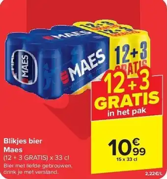 Carrefour Blikjes bier Maes aanbieding