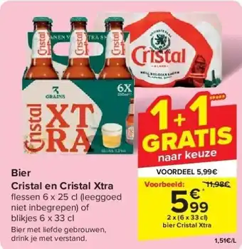 Carrefour Bier Cristal en Cristal Xtra aanbieding