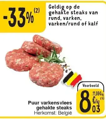 Puur varkensvlees gehakte steaks