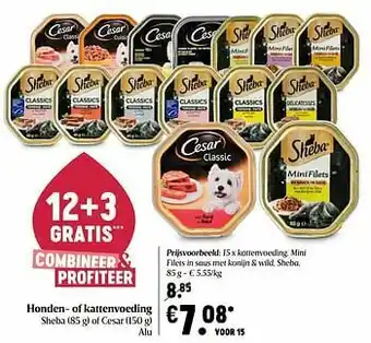 Delhaize Kattenvoeding mini filets in saus met konijn + wild sheba aanbieding