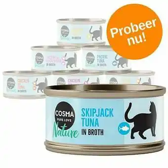 Zooplus Cosma Nature Probeerpakket Kattenvoer Bestel ook snacks: 26 g Cosma Snackies Original - Kip aanbieding