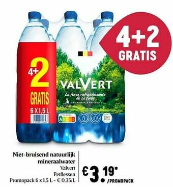 Niet-bruisend natuurlijk mineraalwater valvert