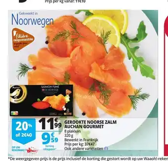 Auchan Gerookte Noorse Zalm Auchan Gourmet 8 plakken 320g aanbieding