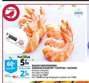 Rauwe Diepgevroren Garnaalstaarten 'Cocktail' Auchan per stuk