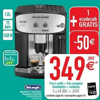 Cora Delonghi machine à expresso espressomachine esam2800.sb aanbieding