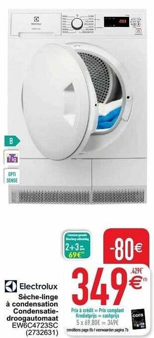 Cora Electrolux sèche-linge à condensation condensatiedroogautomaat ew6c4723sc aanbieding