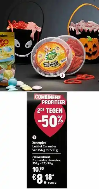 Delhaize Snoepjes lutti zure draculatanden aanbieding