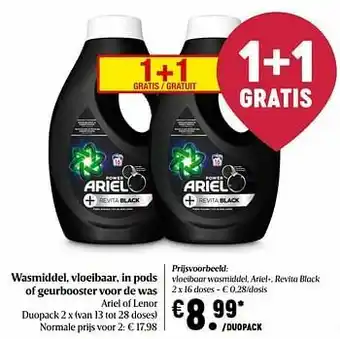 Delhaize Vloeibaar wasmiddel ariel+ revita black aanbieding